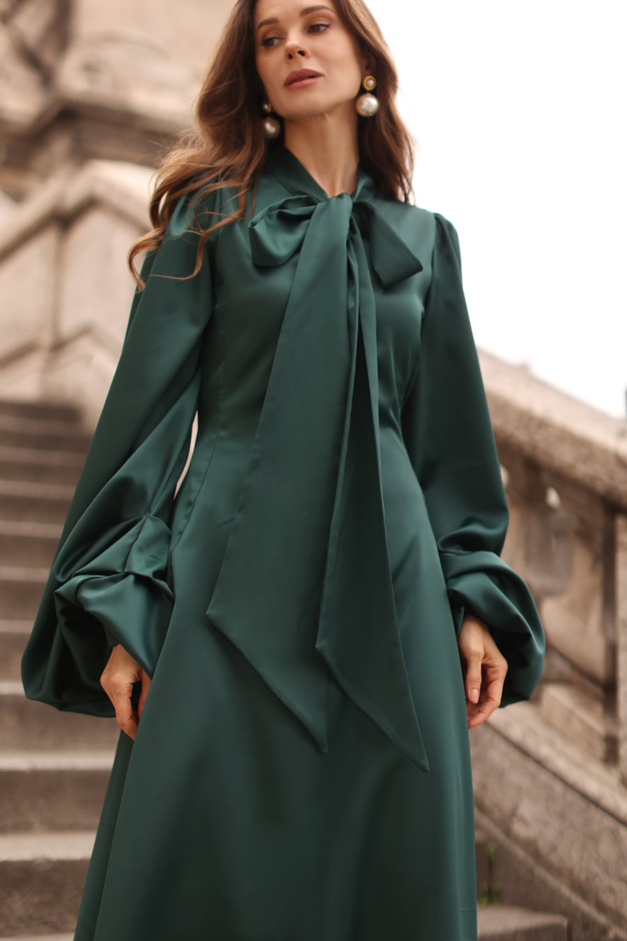 Green Satin Baroque Dress