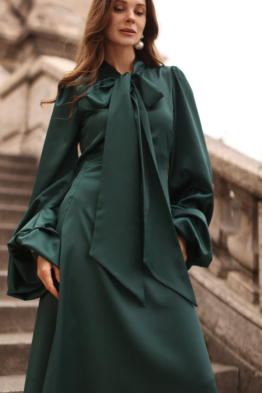 Green Satin Baroque Dress