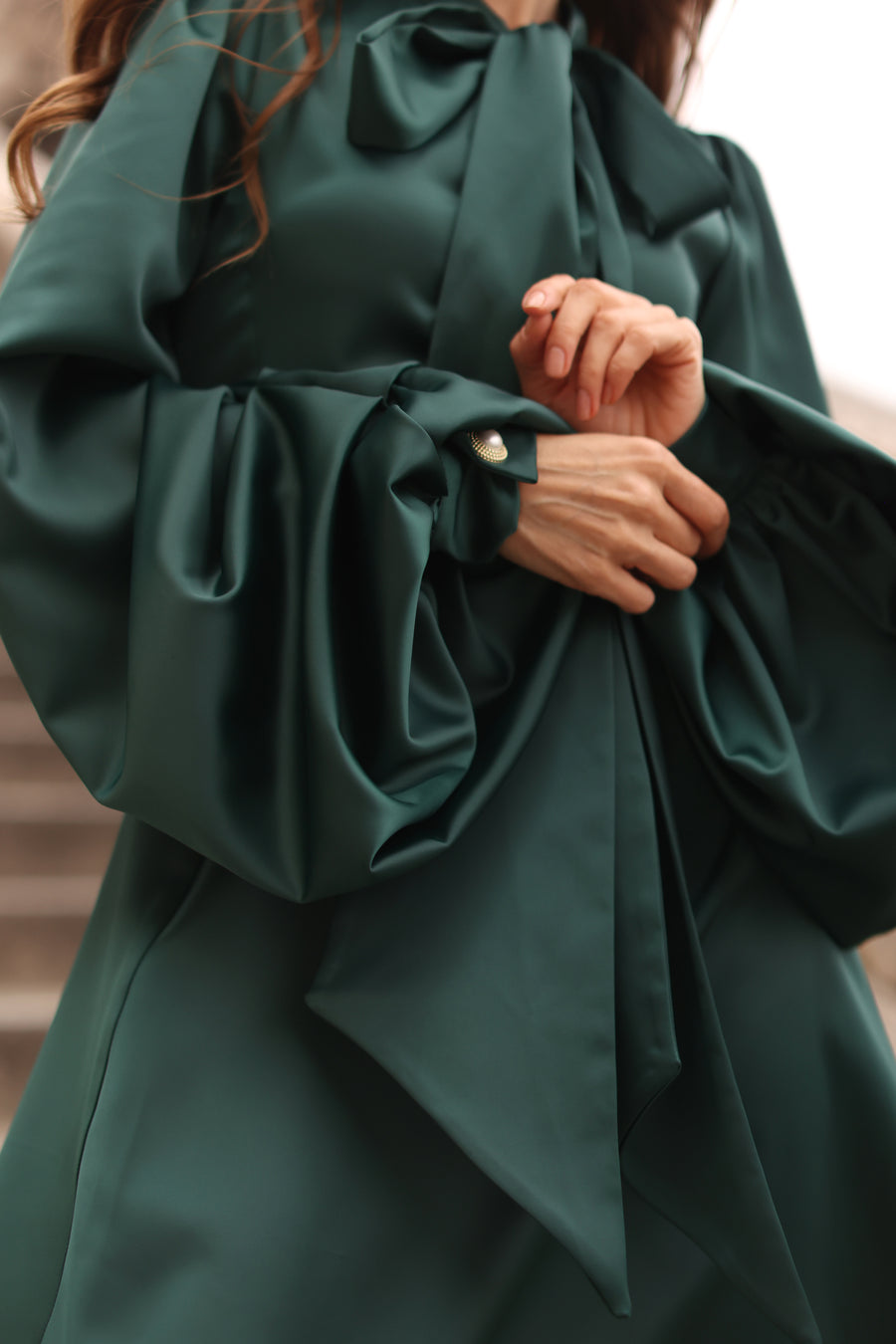 Green Satin Baroque Dress
