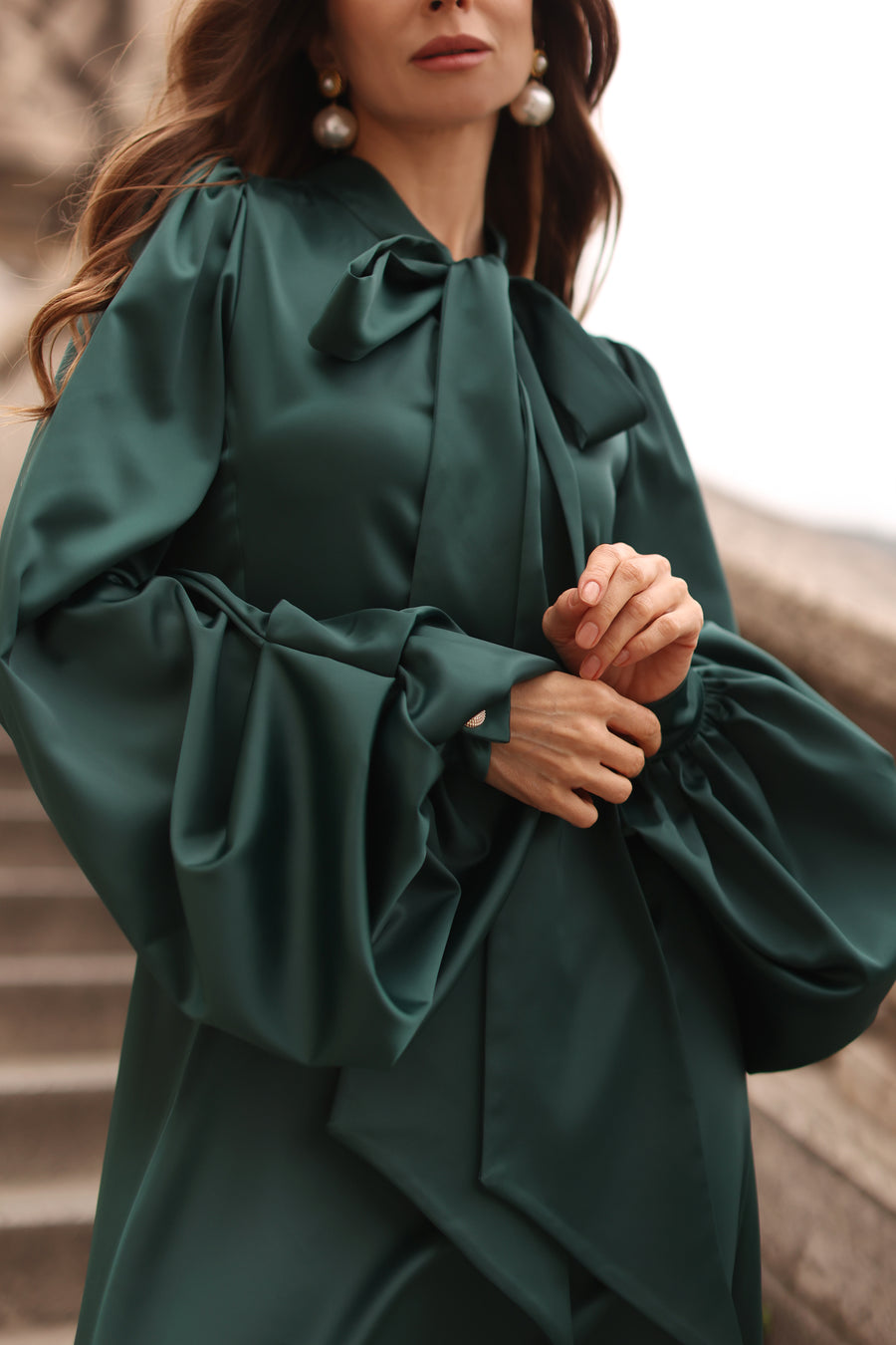 Green Satin Baroque Dress