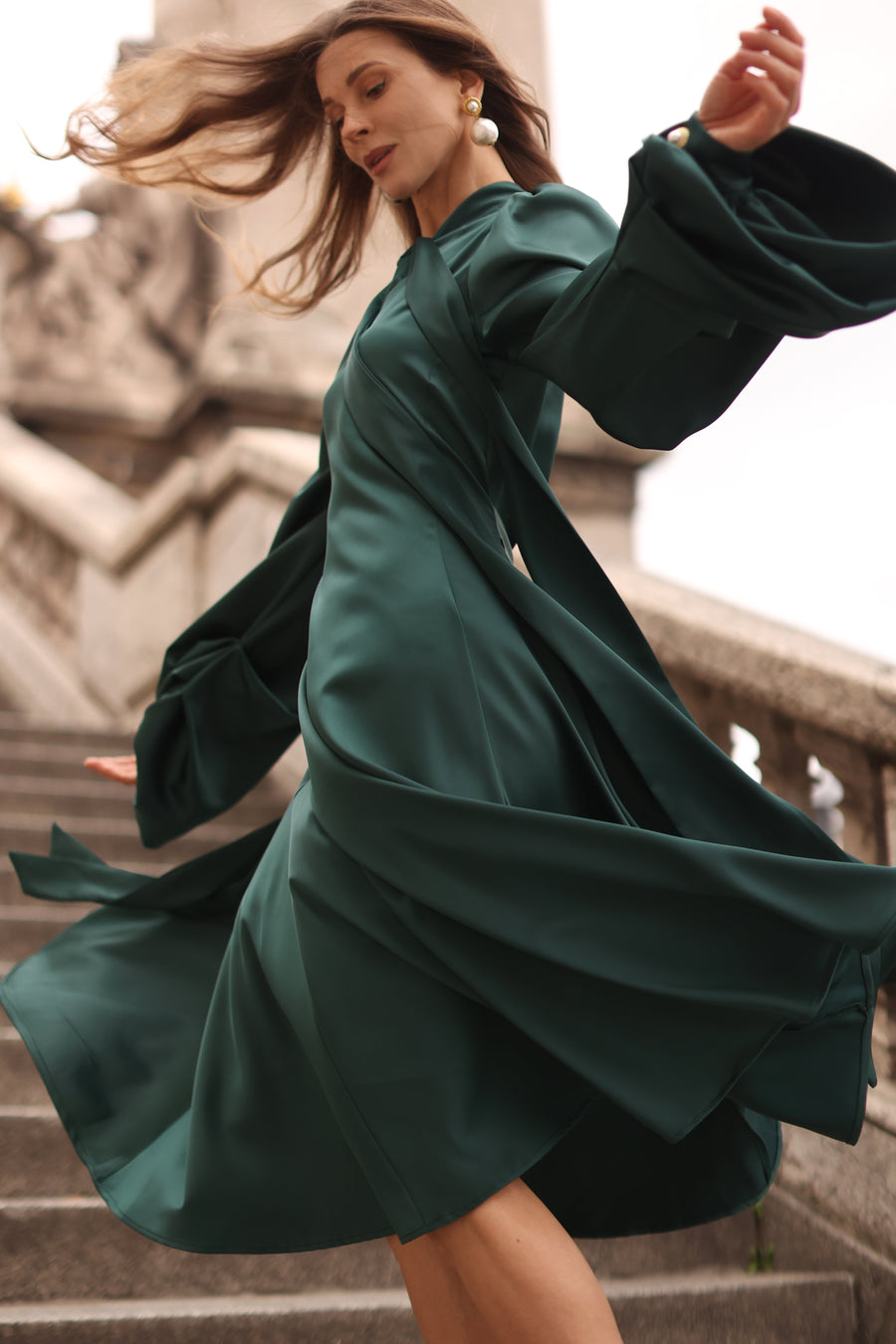 Green Satin Baroque Dress
