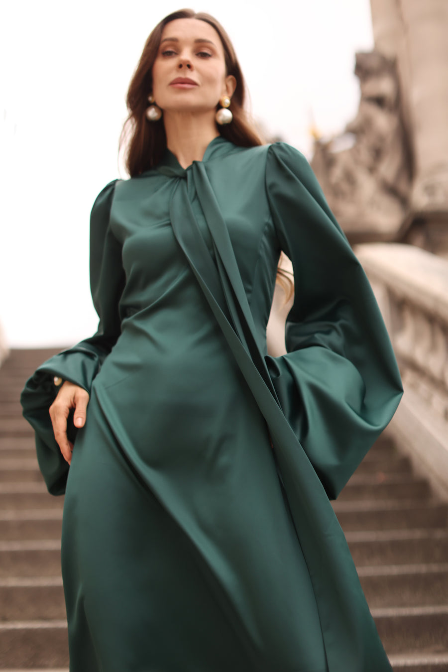 Green Satin Baroque Dress