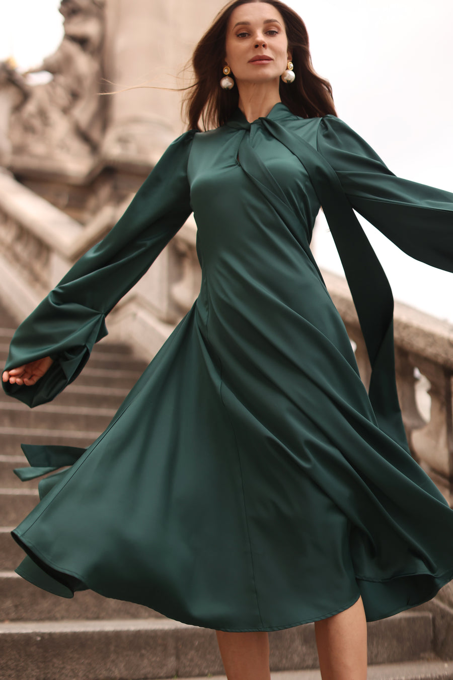 Green Satin Baroque Dress