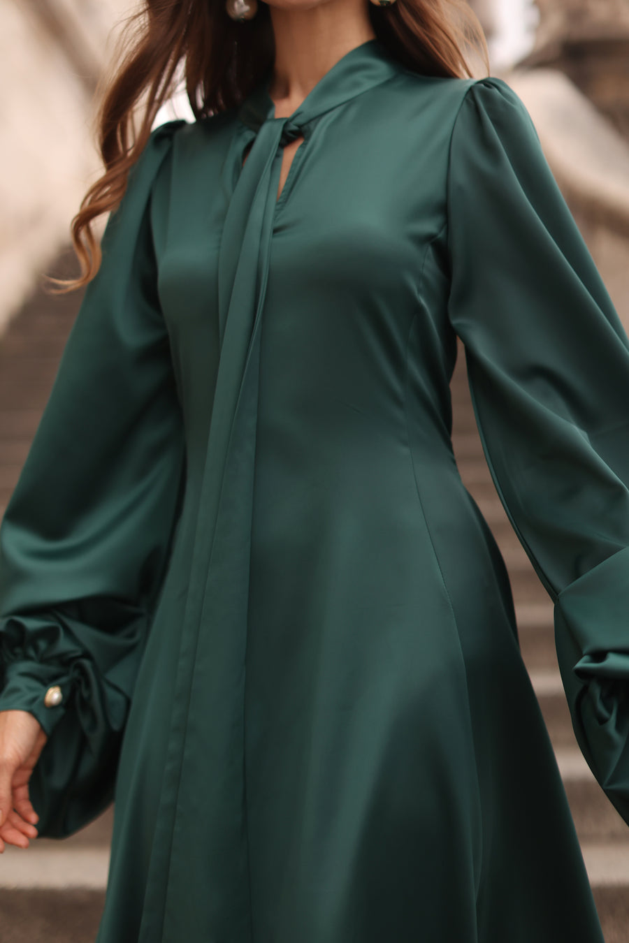 Green Satin Baroque Dress