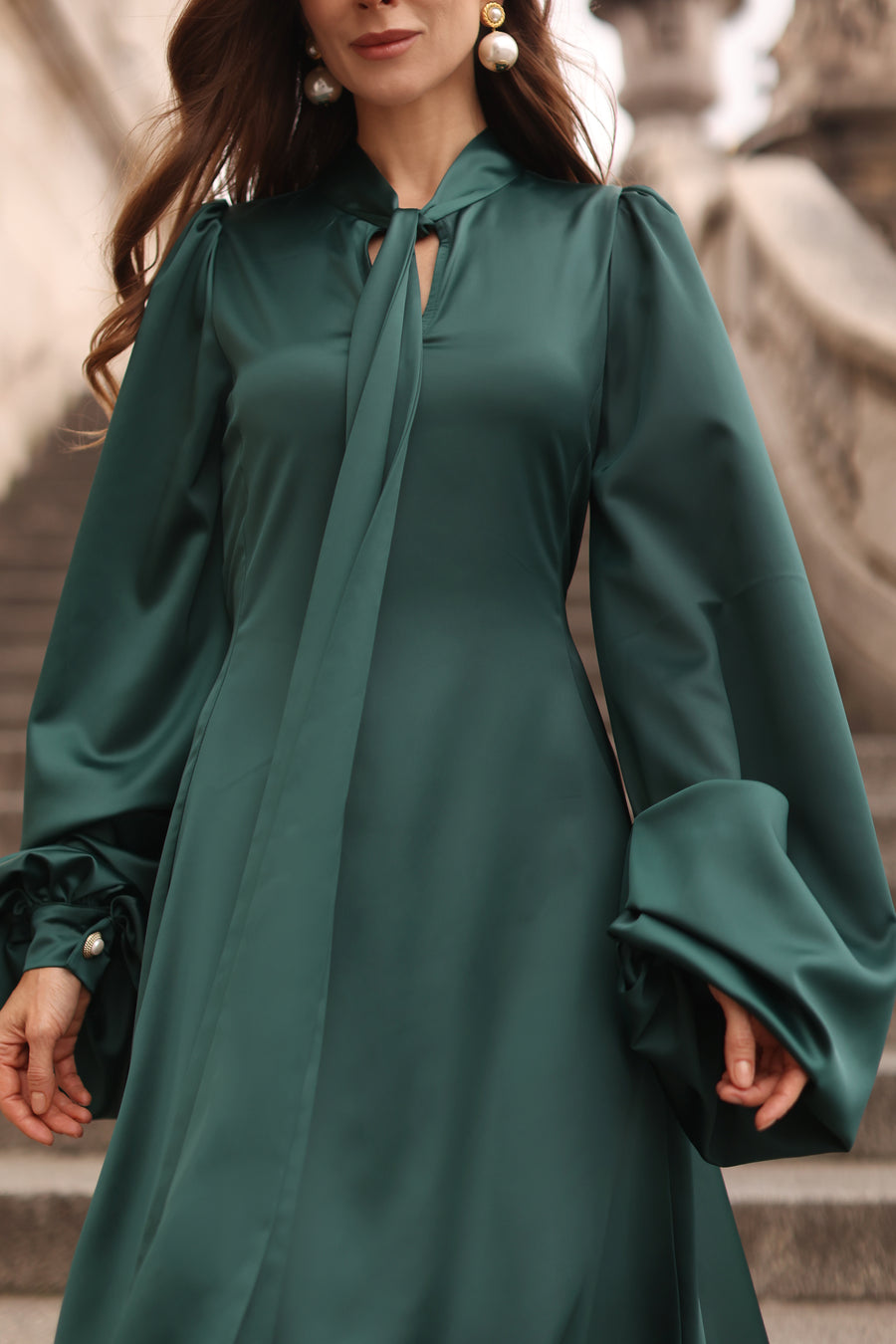 Green Satin Baroque Dress
