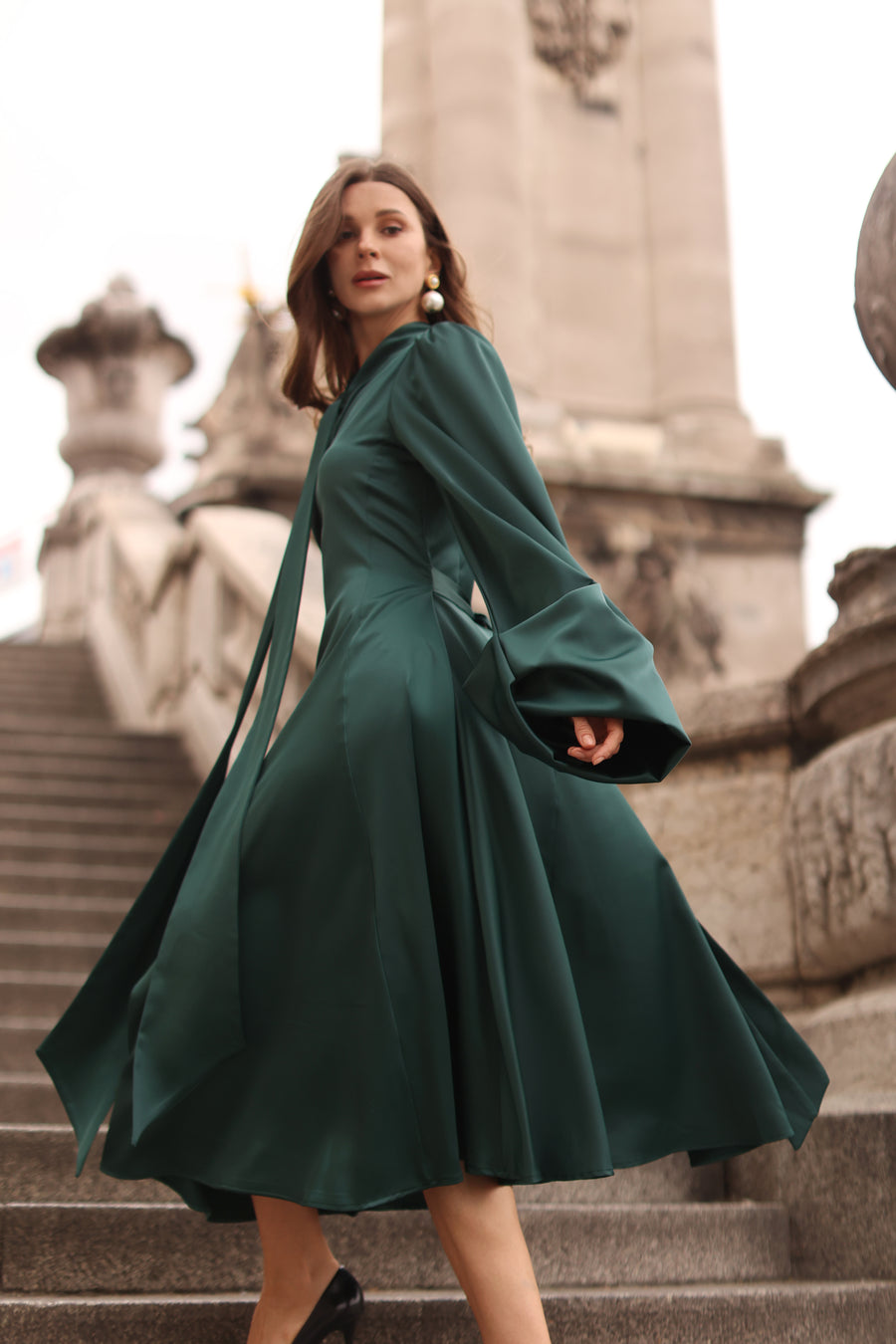 Green Satin Baroque Dress