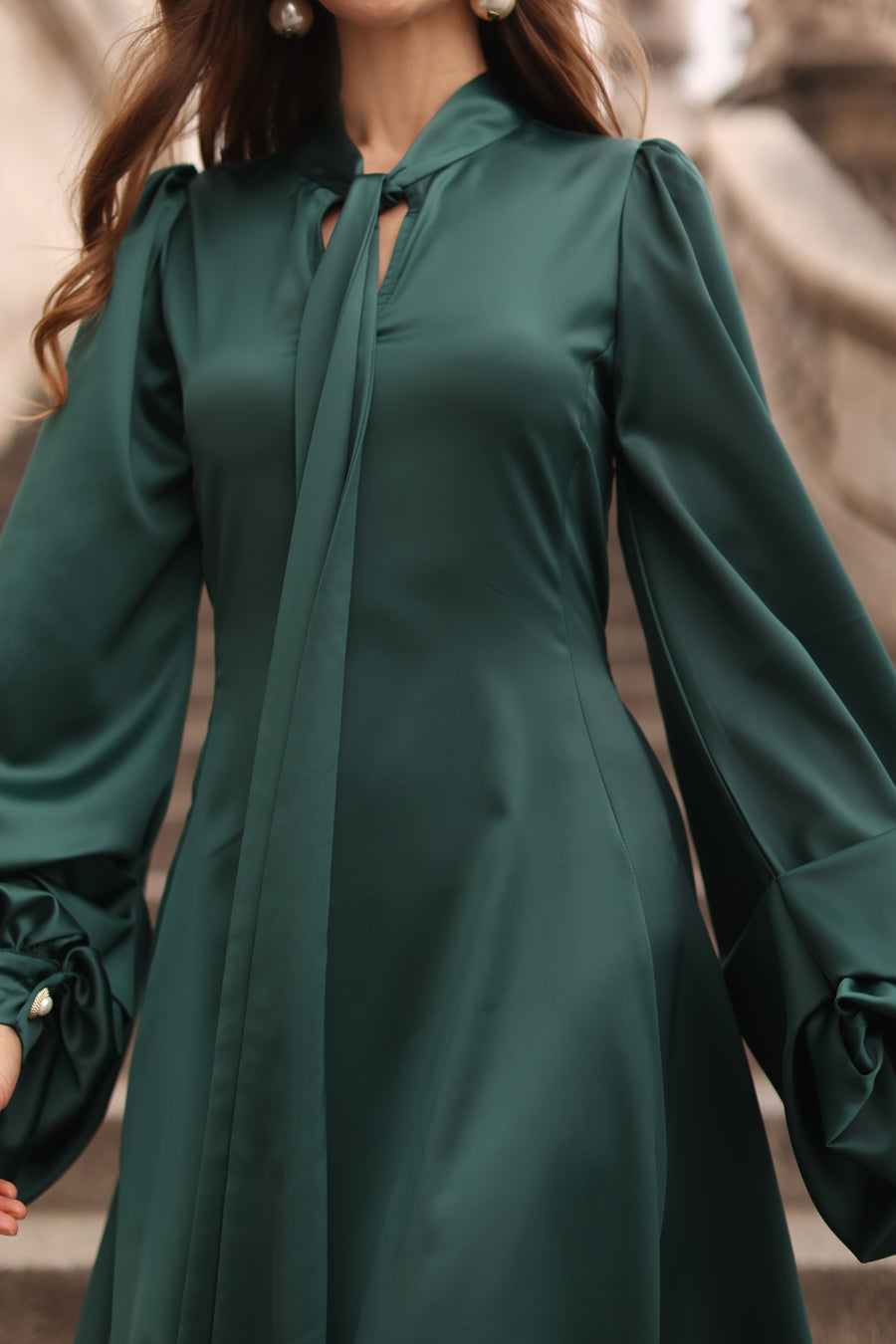 Green Satin Baroque Dress