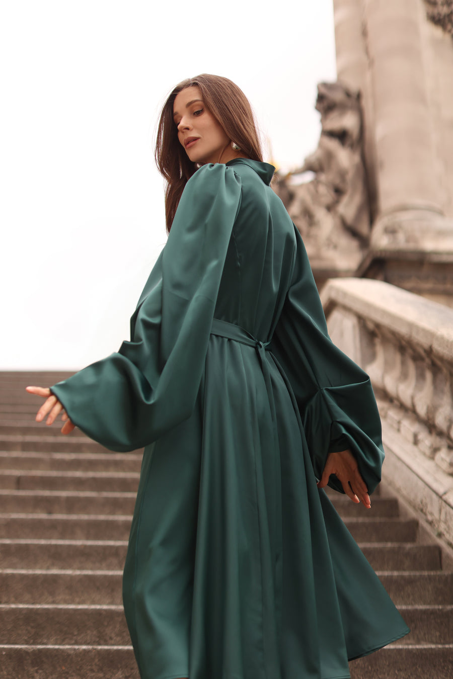 Green Satin Baroque Dress