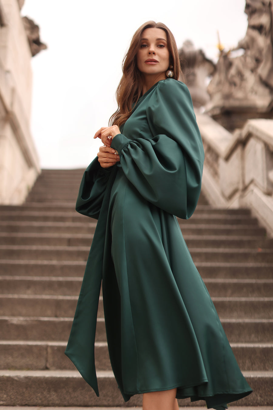 Green Satin Baroque Dress