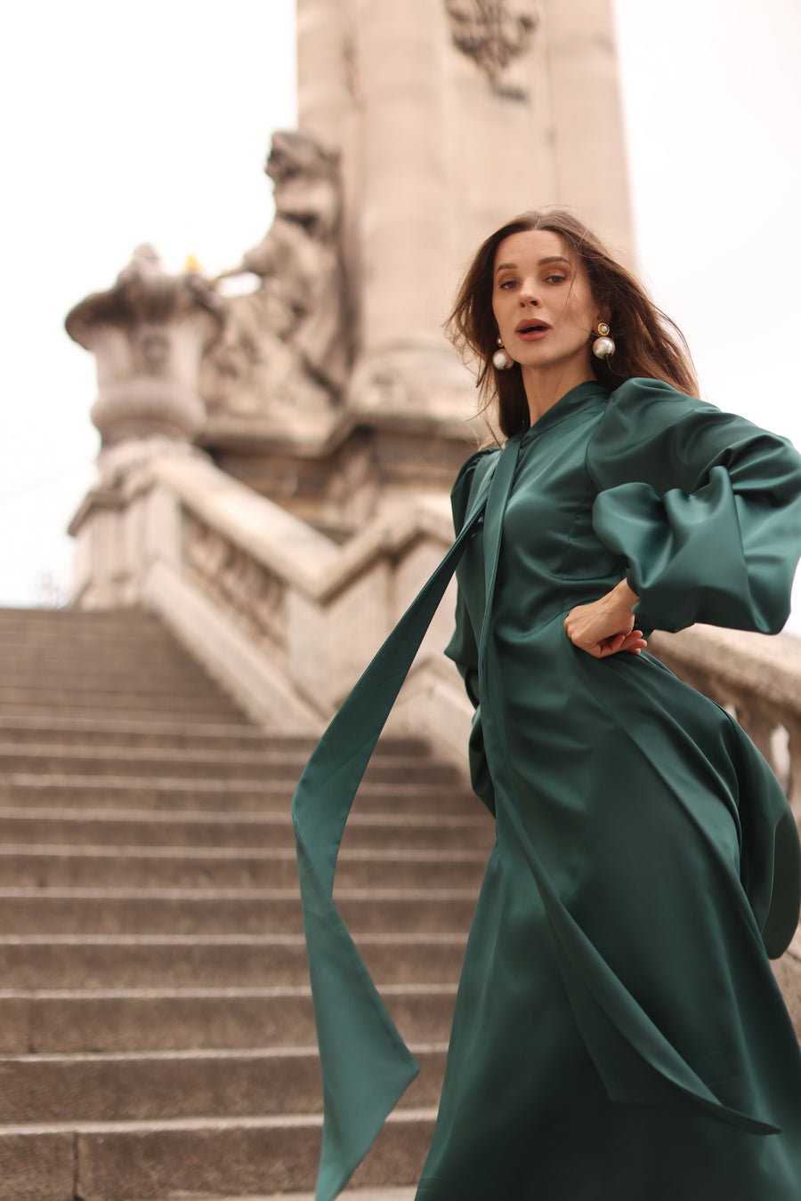 Green Satin Baroque Dress