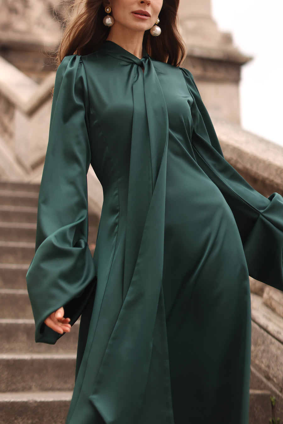 Green Satin Baroque Dress