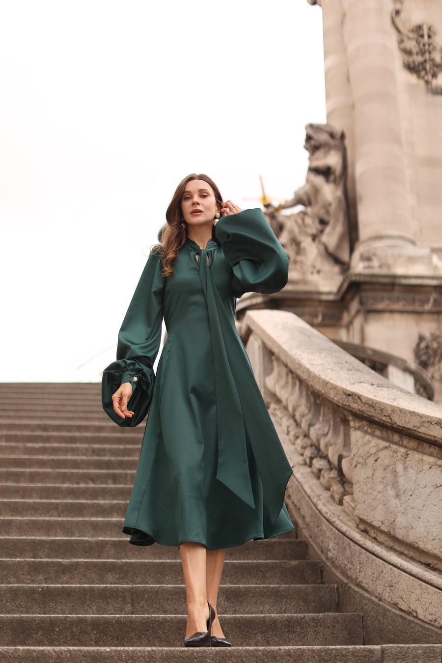 Green Satin Baroque Dress