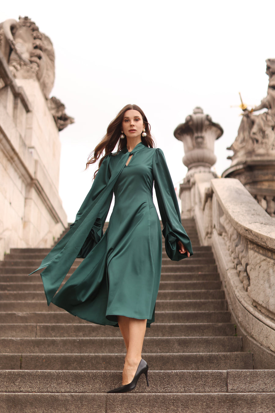 Green Satin Baroque Dress