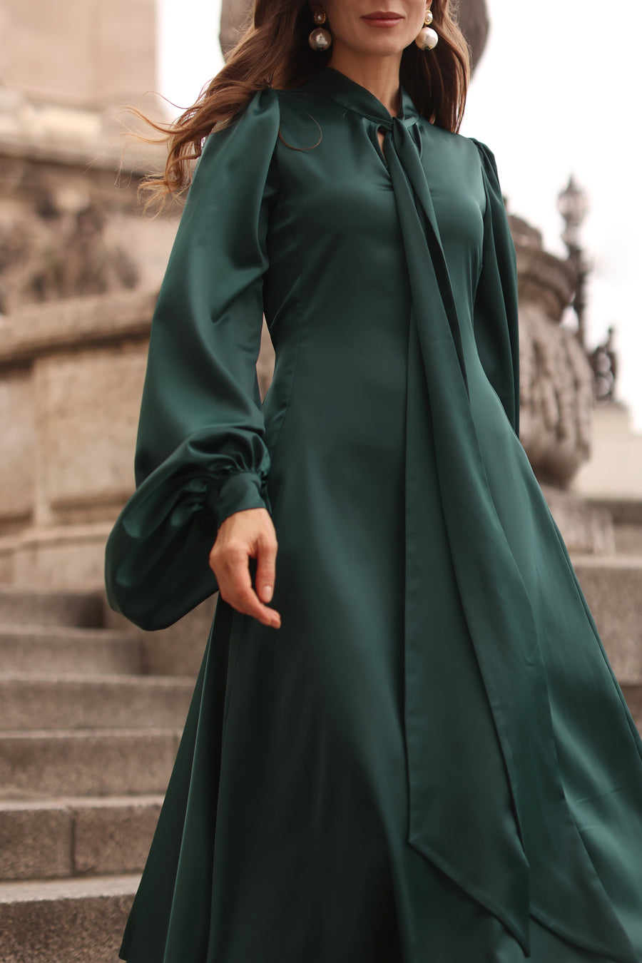 Green Satin Baroque Dress
