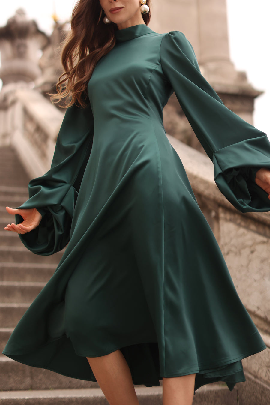 Green Satin Baroque Dress