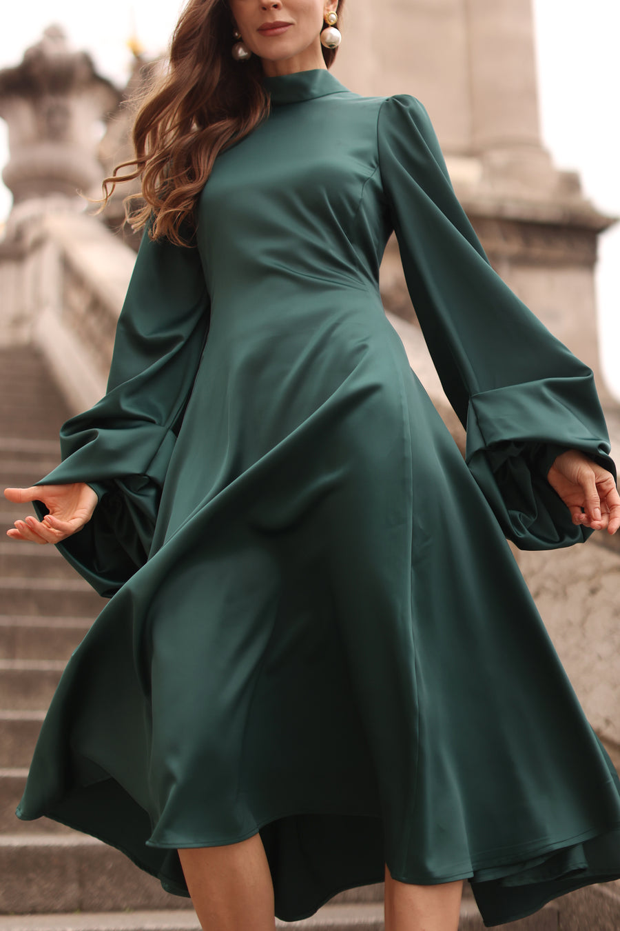 Green Satin Baroque Dress