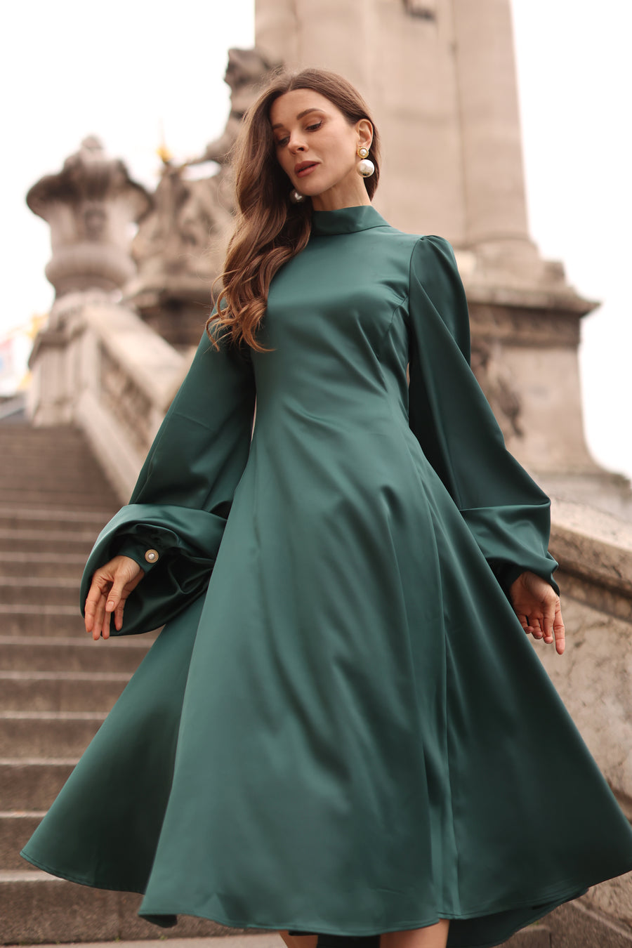 Green Satin Baroque Dress