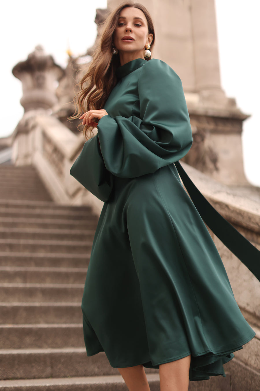 Green Satin Baroque Dress