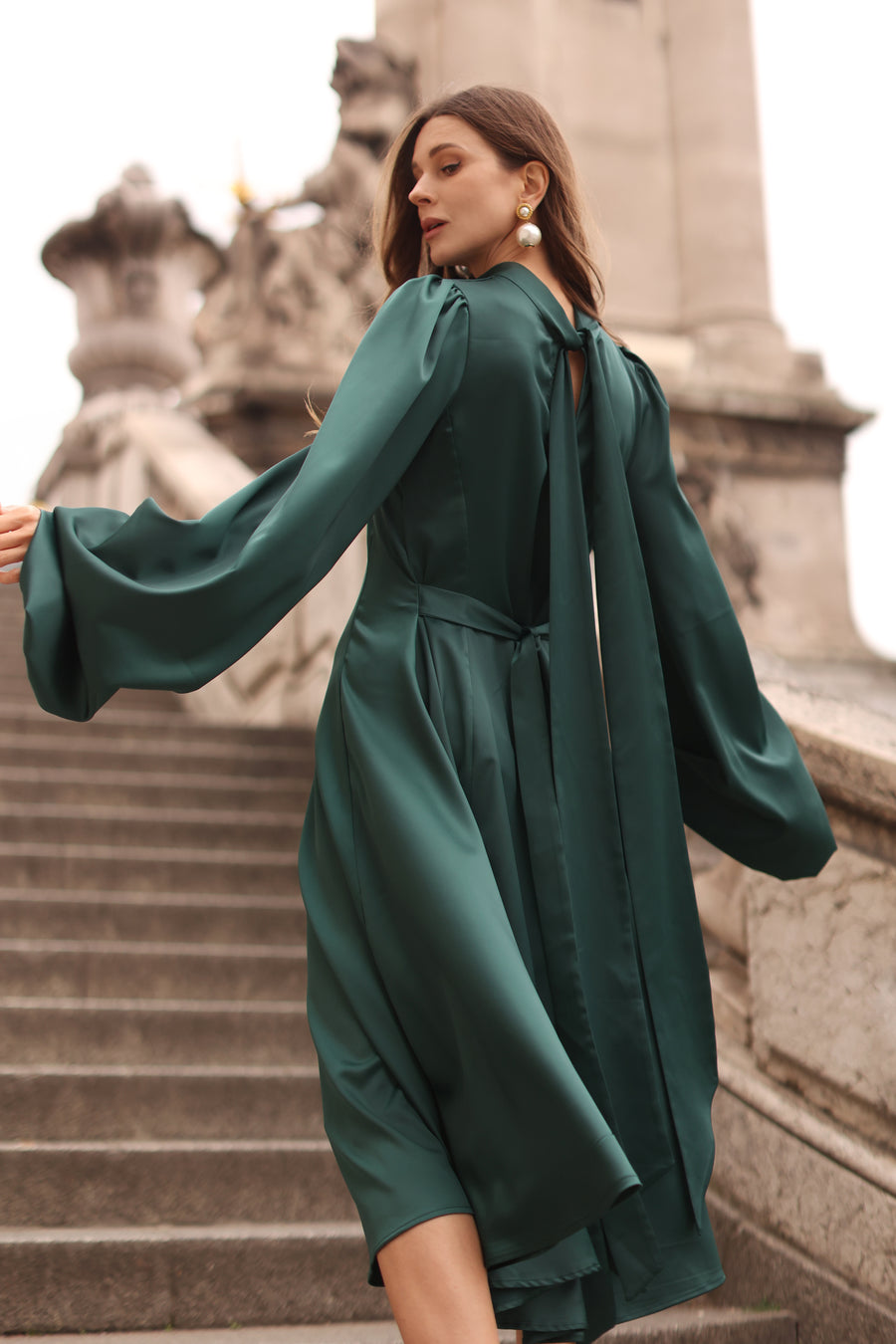 Green Satin Baroque Dress