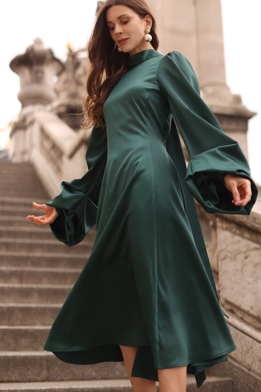 Green Satin Baroque Dress