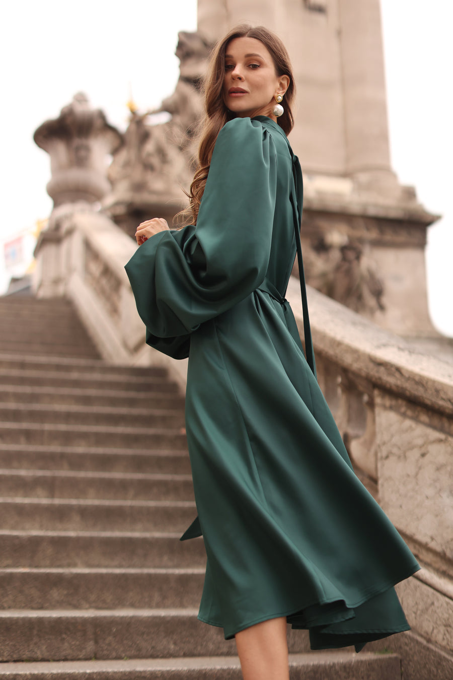 Green Satin Baroque Dress