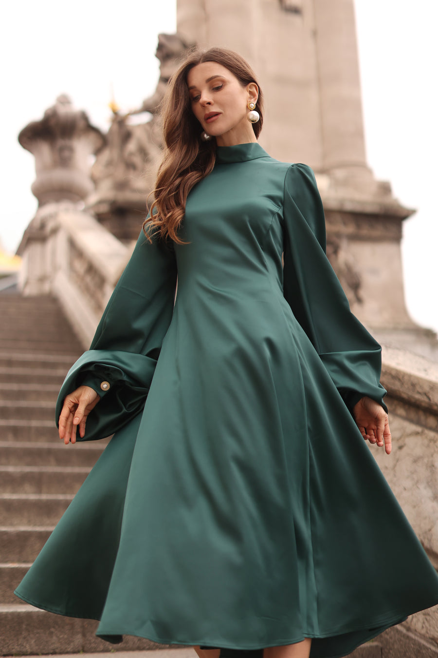 Green Satin Baroque Dress
