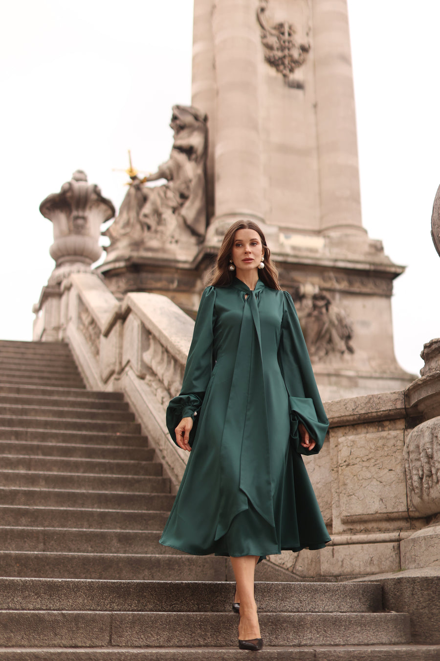 Green Satin Baroque Dress