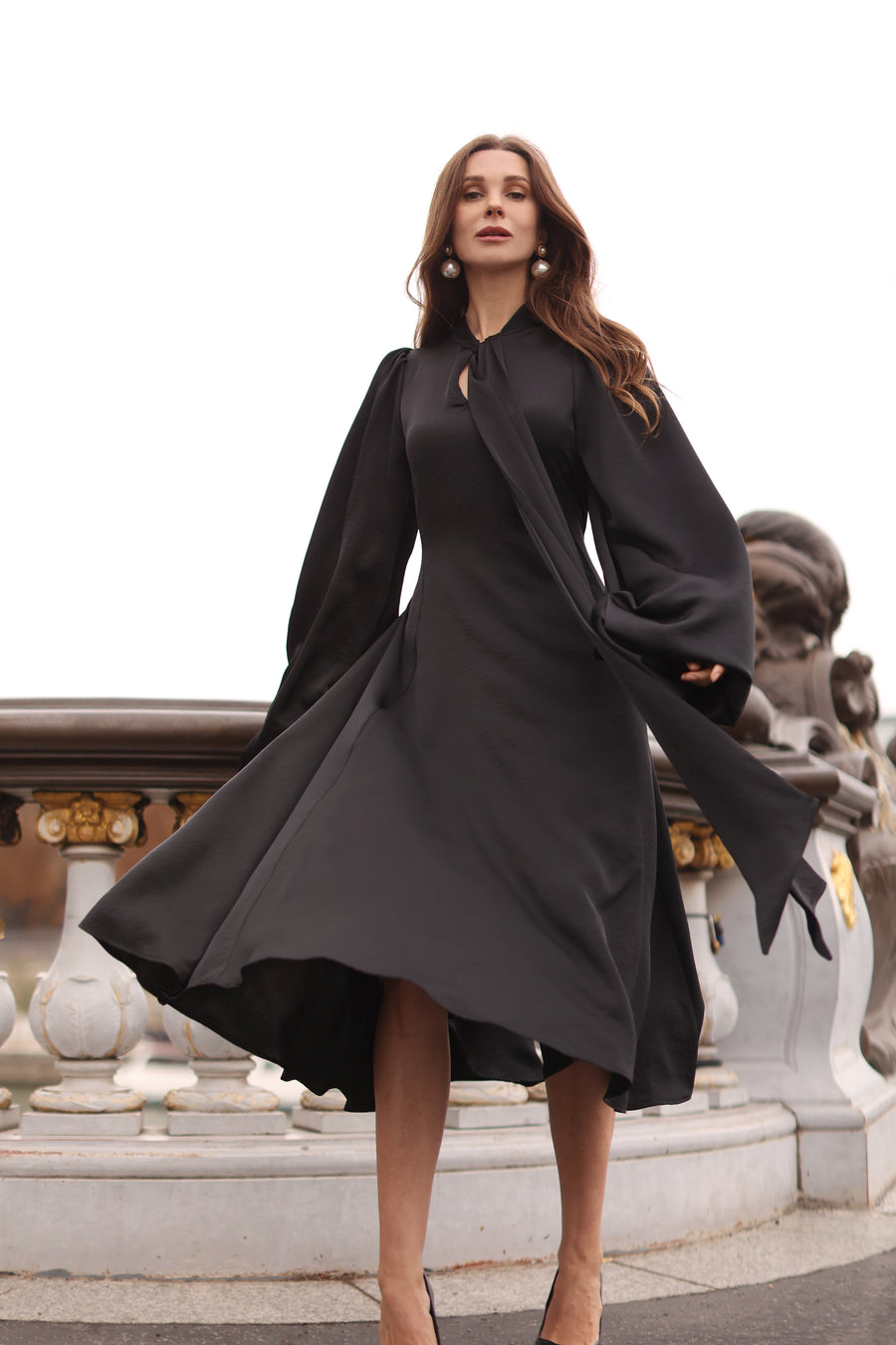 Black Satin Baroque Dress