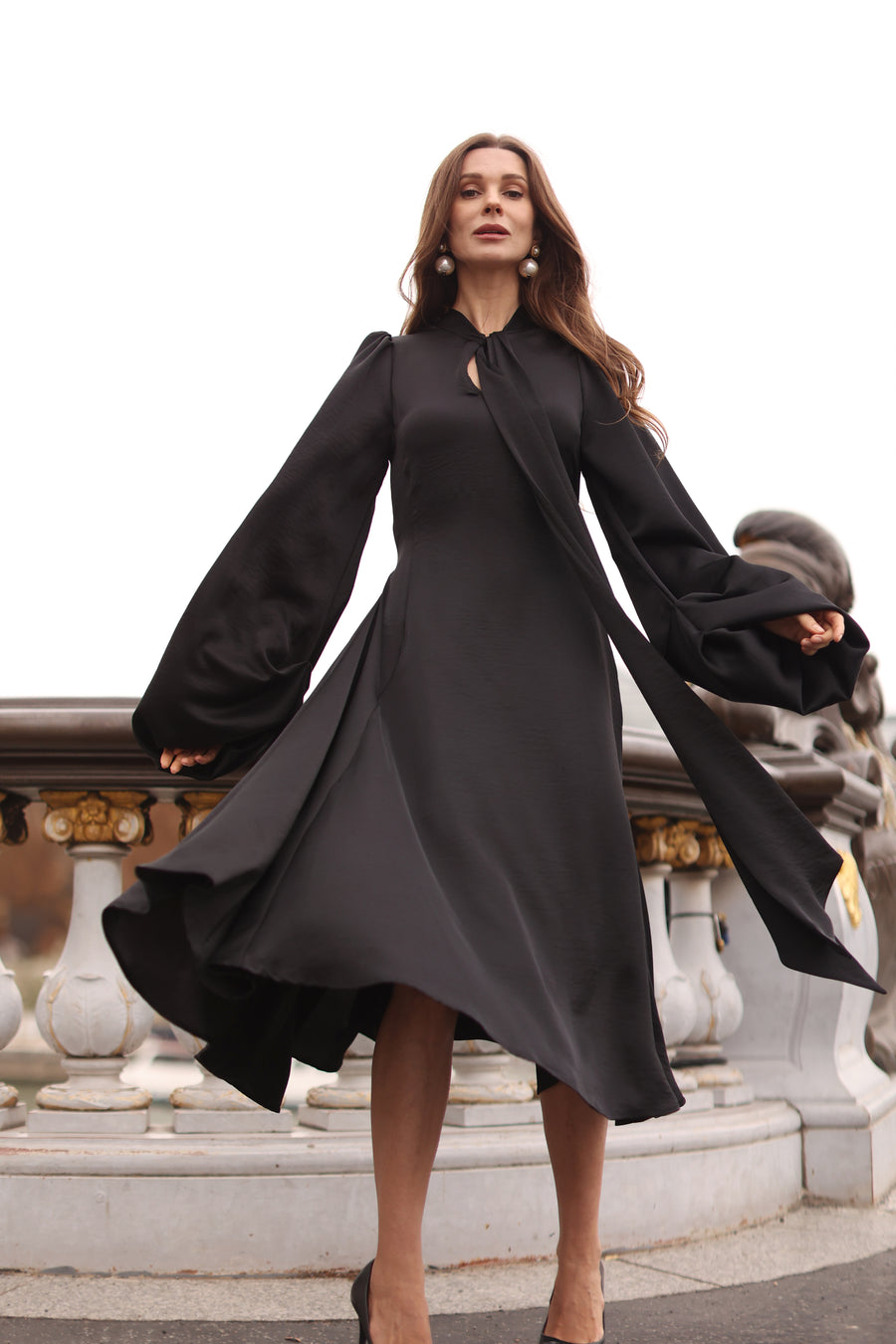 Black Satin Baroque Dress