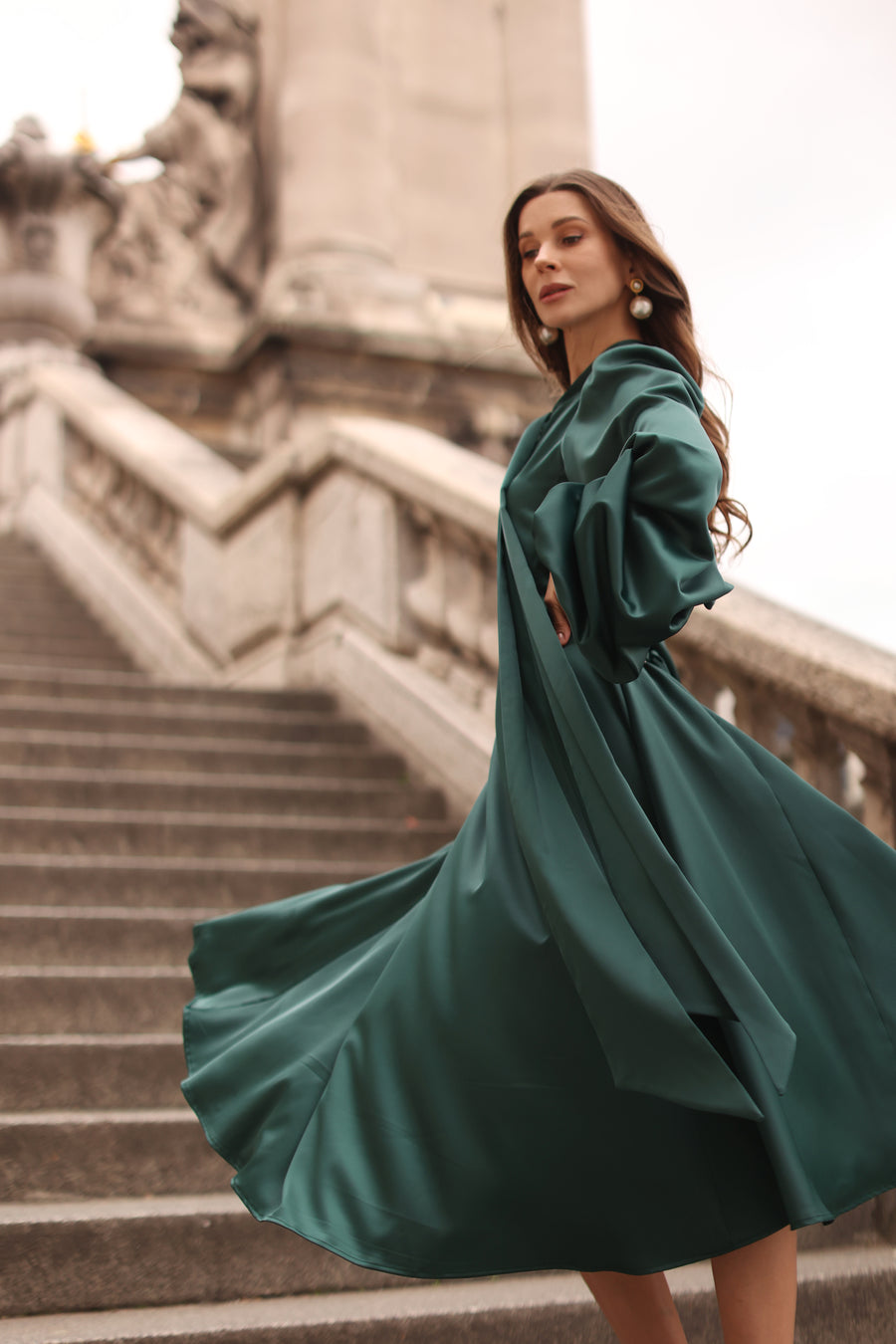 Green Satin Baroque Dress