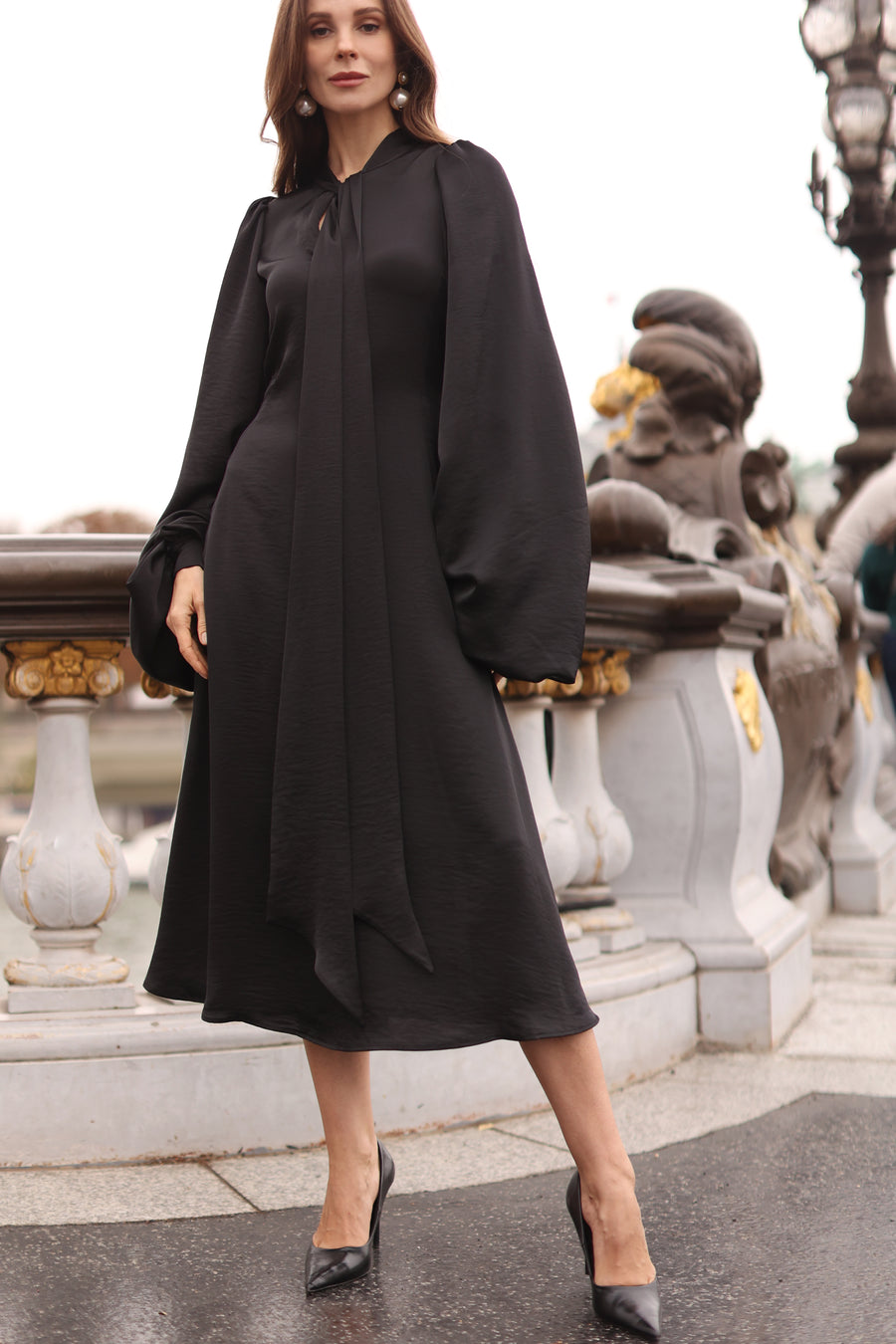 Black Satin Baroque Dress