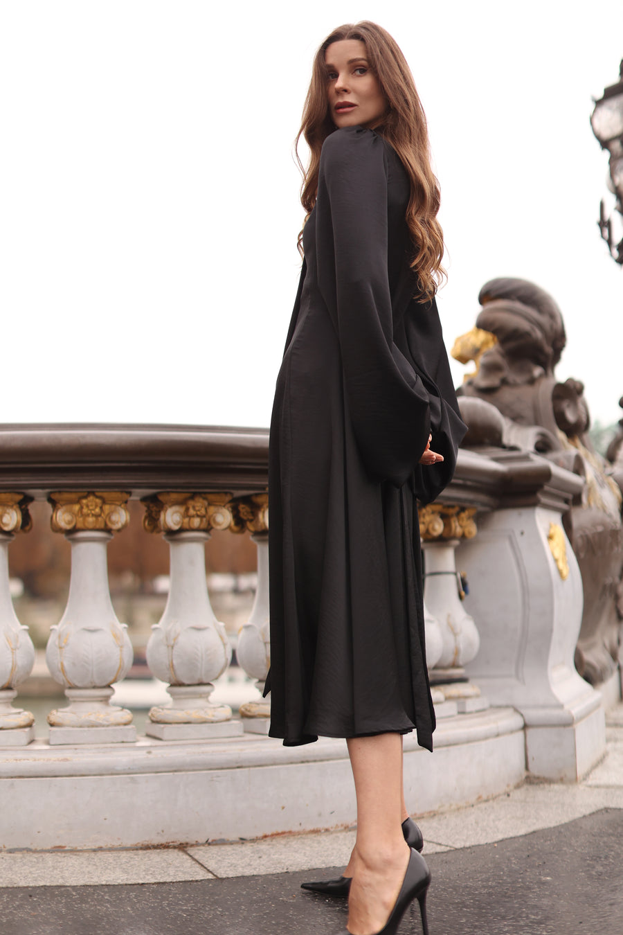 Black Satin Baroque Dress