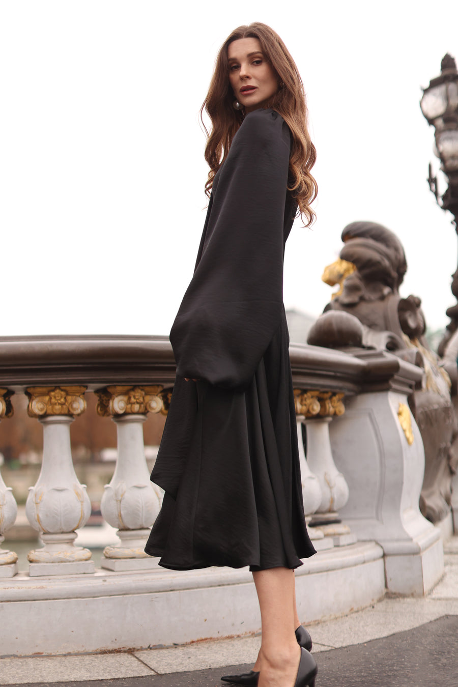 Black Satin Baroque Dress