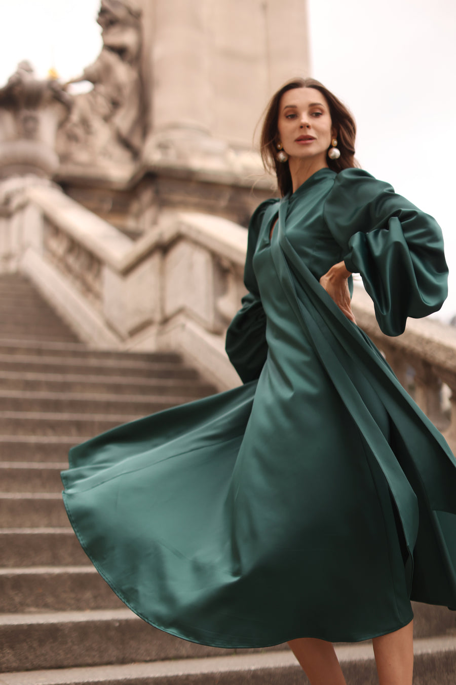 Green Satin Baroque Dress