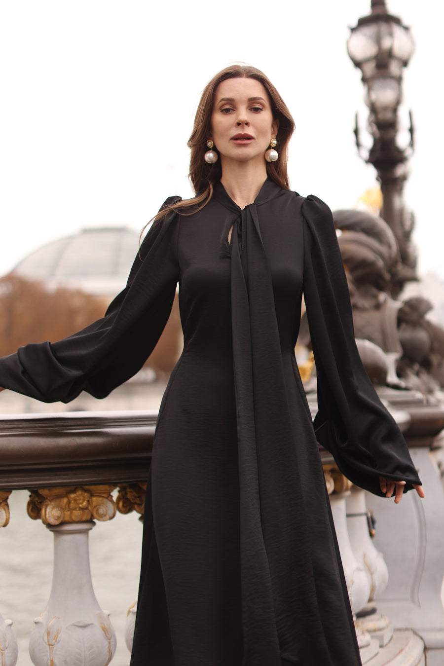 Black Satin Baroque Dress