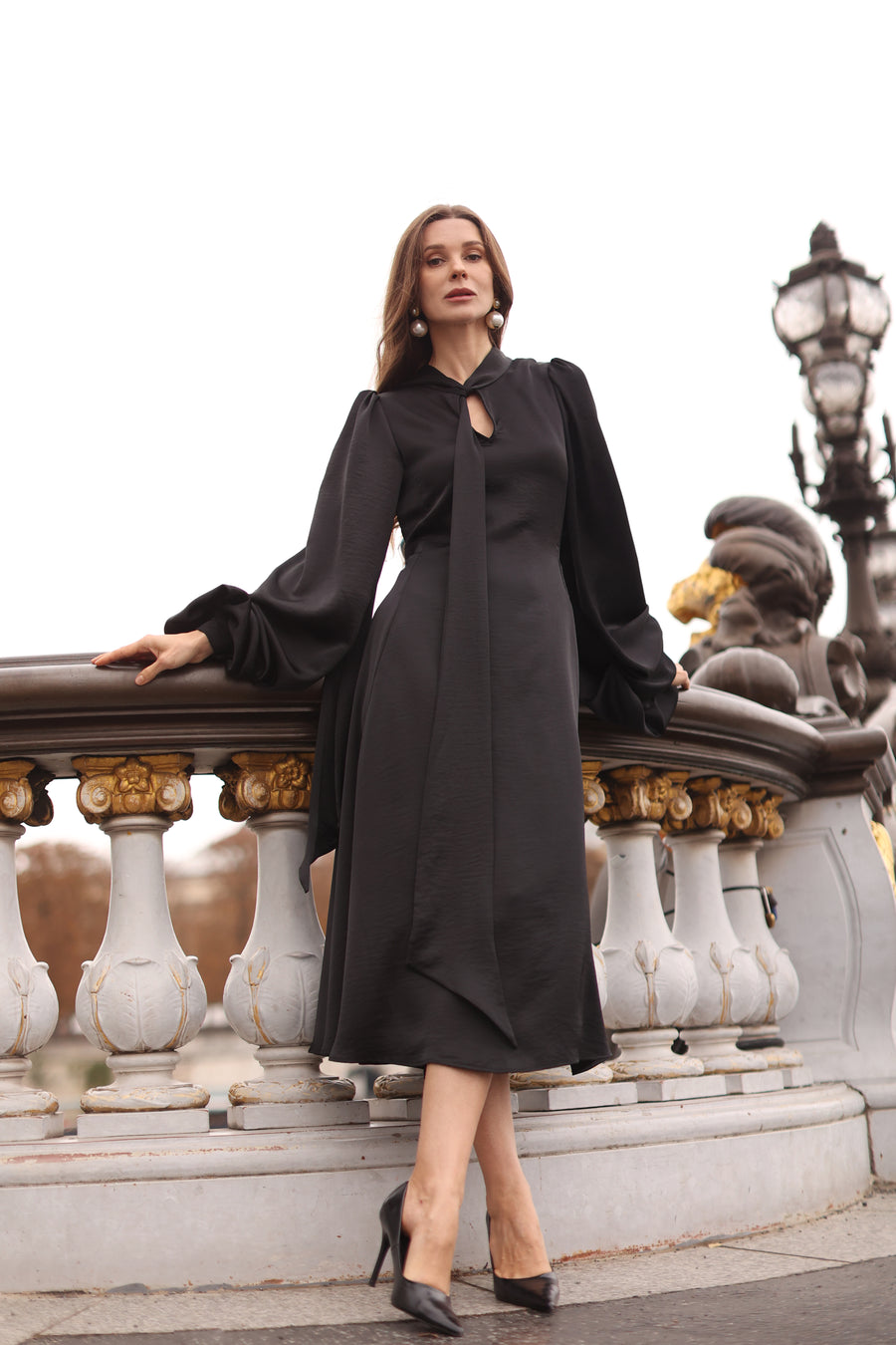 Black Satin Baroque Dress