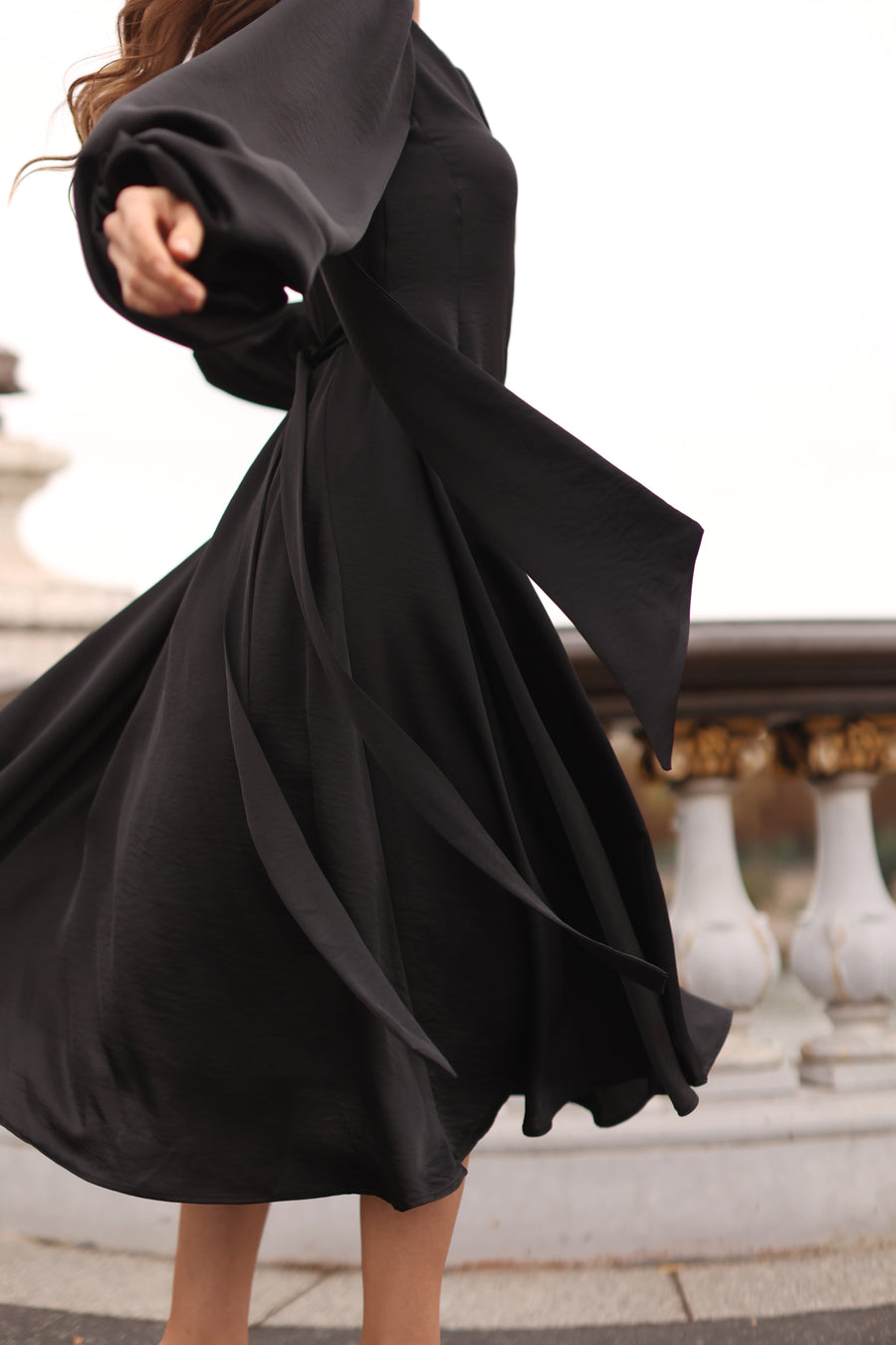 Black Satin Baroque Dress