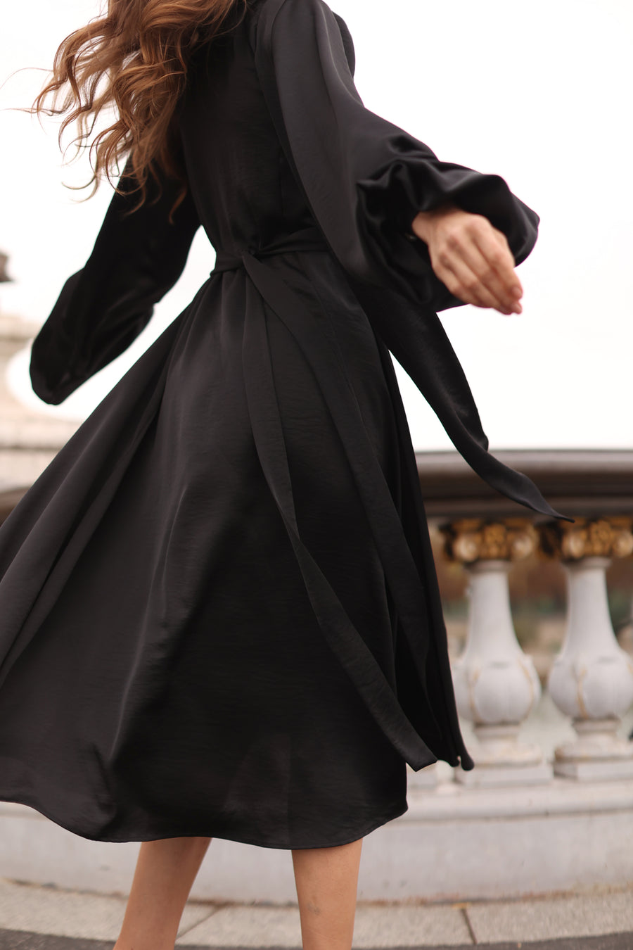Black Satin Baroque Dress