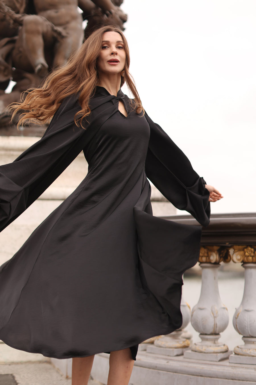 Black Satin Baroque Dress