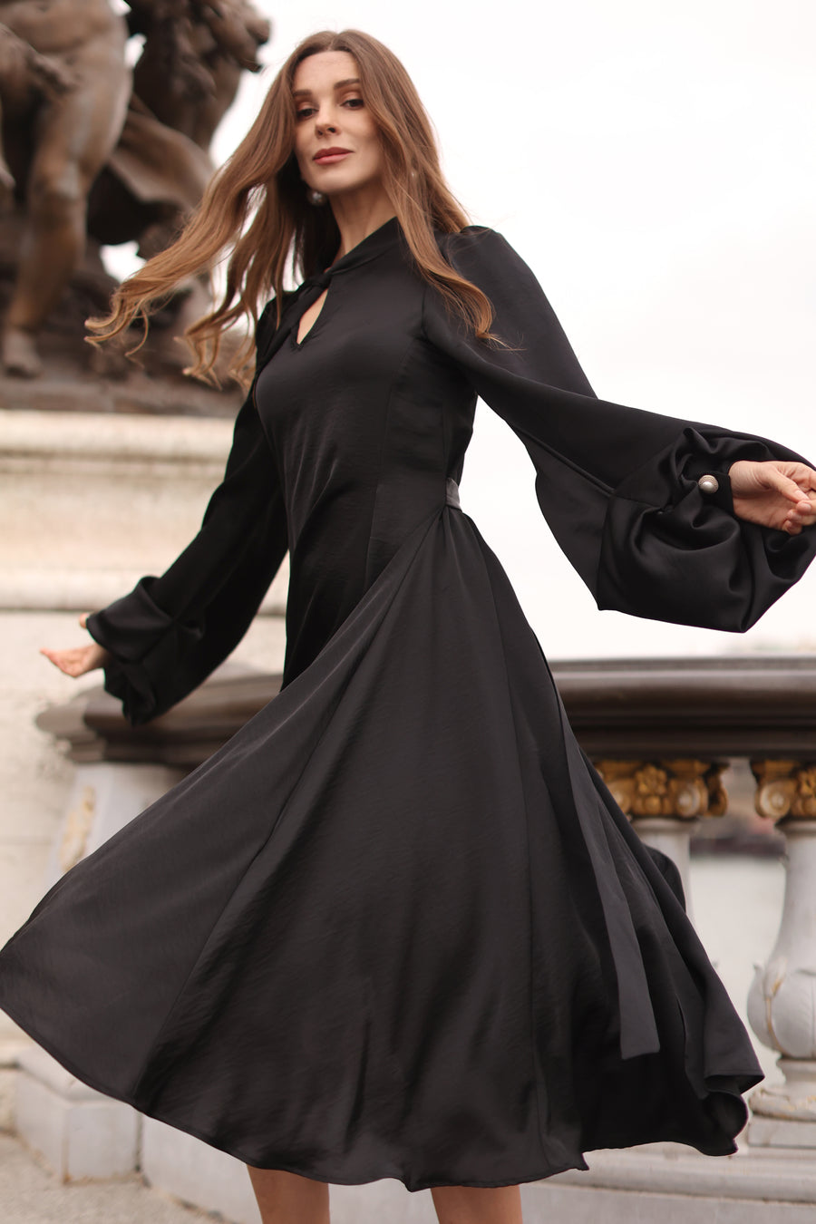 Black Satin Baroque Dress