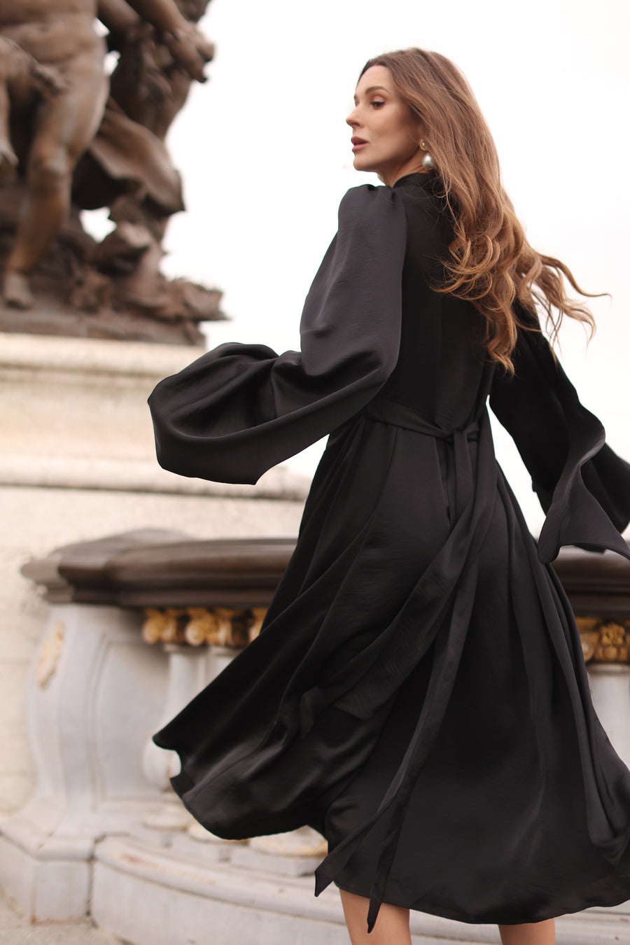Black Satin Baroque Dress