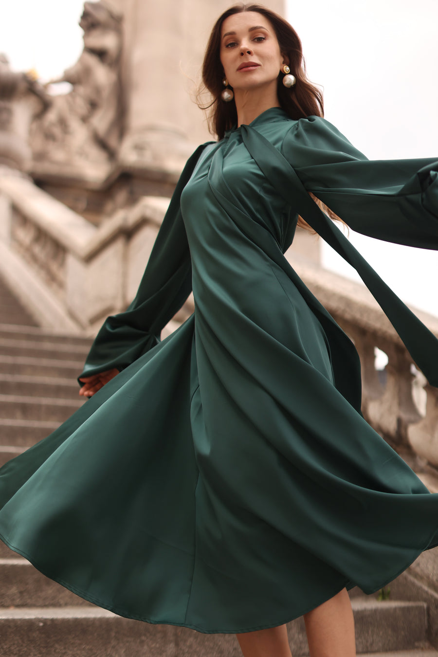 Green Satin Baroque Dress