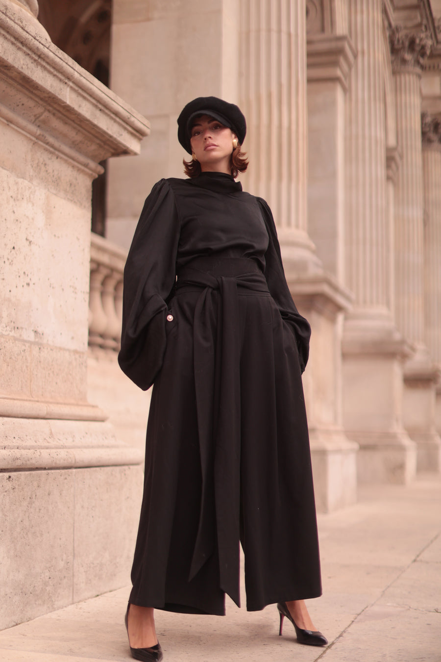 Black Tailored Wrap Trousers