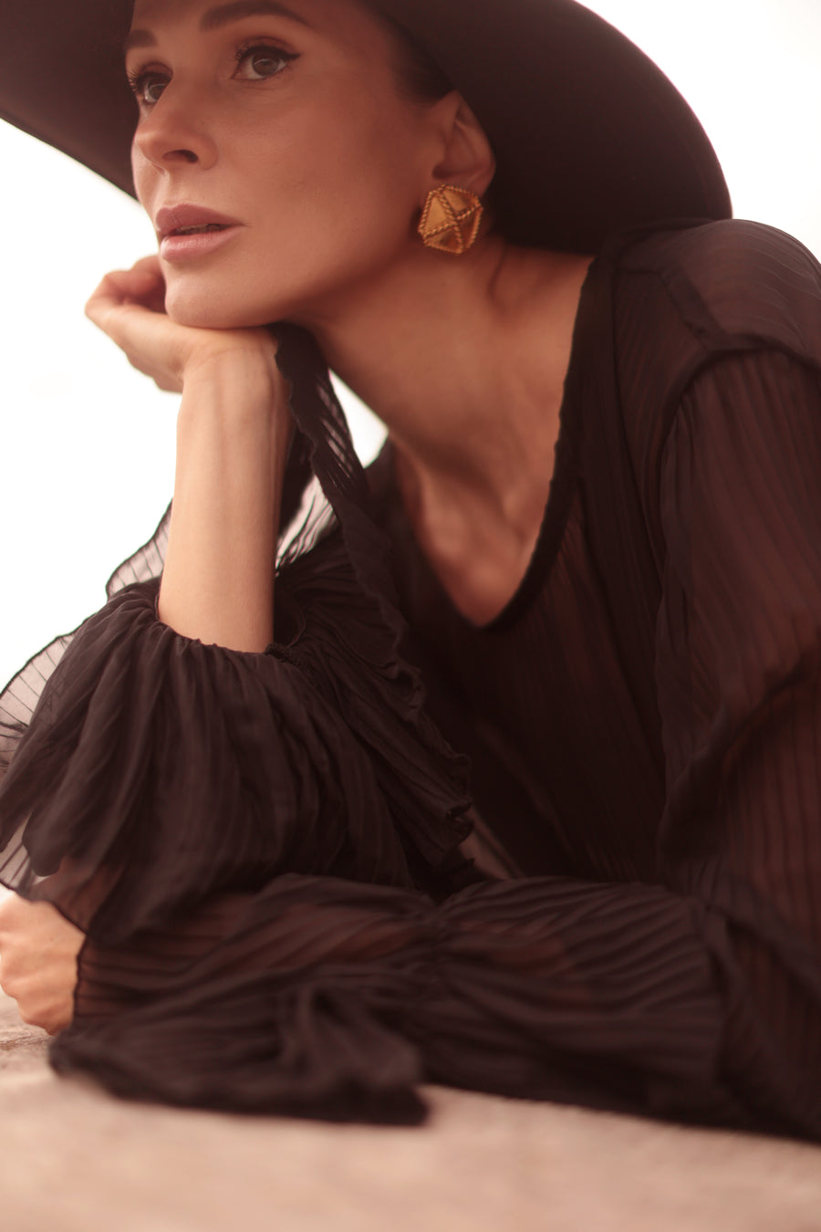 Pleated Black Blouse