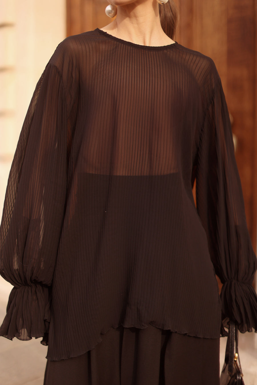 Pleated Black Blouse