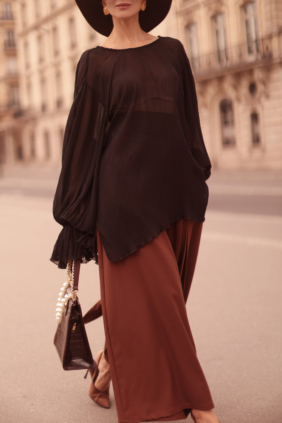 Pleated Black Blouse
