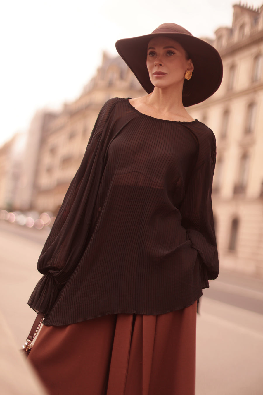 Pleated Black Blouse
