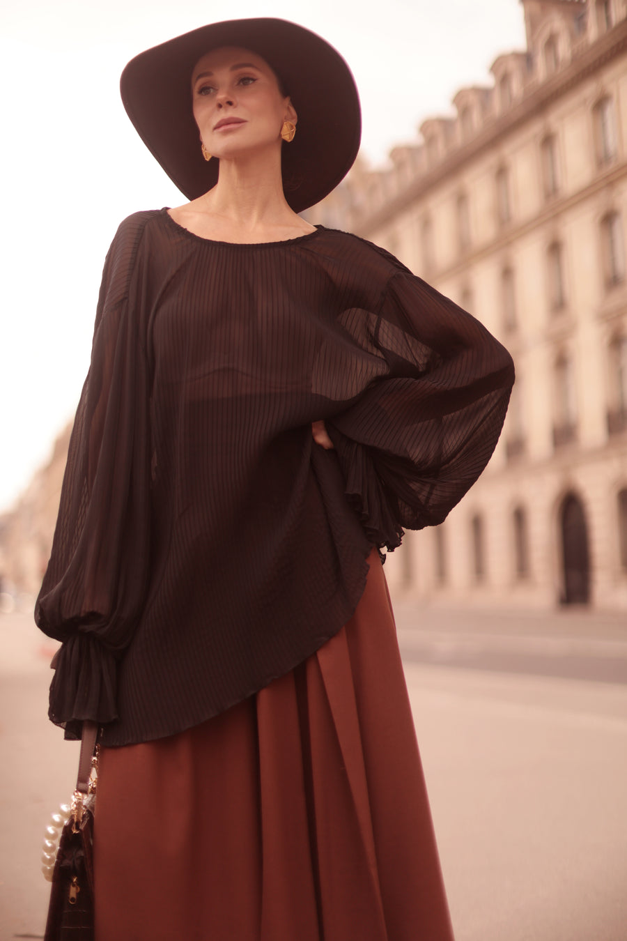 Pleated Black Blouse