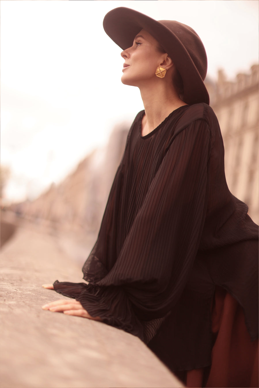 Pleated Black Blouse
