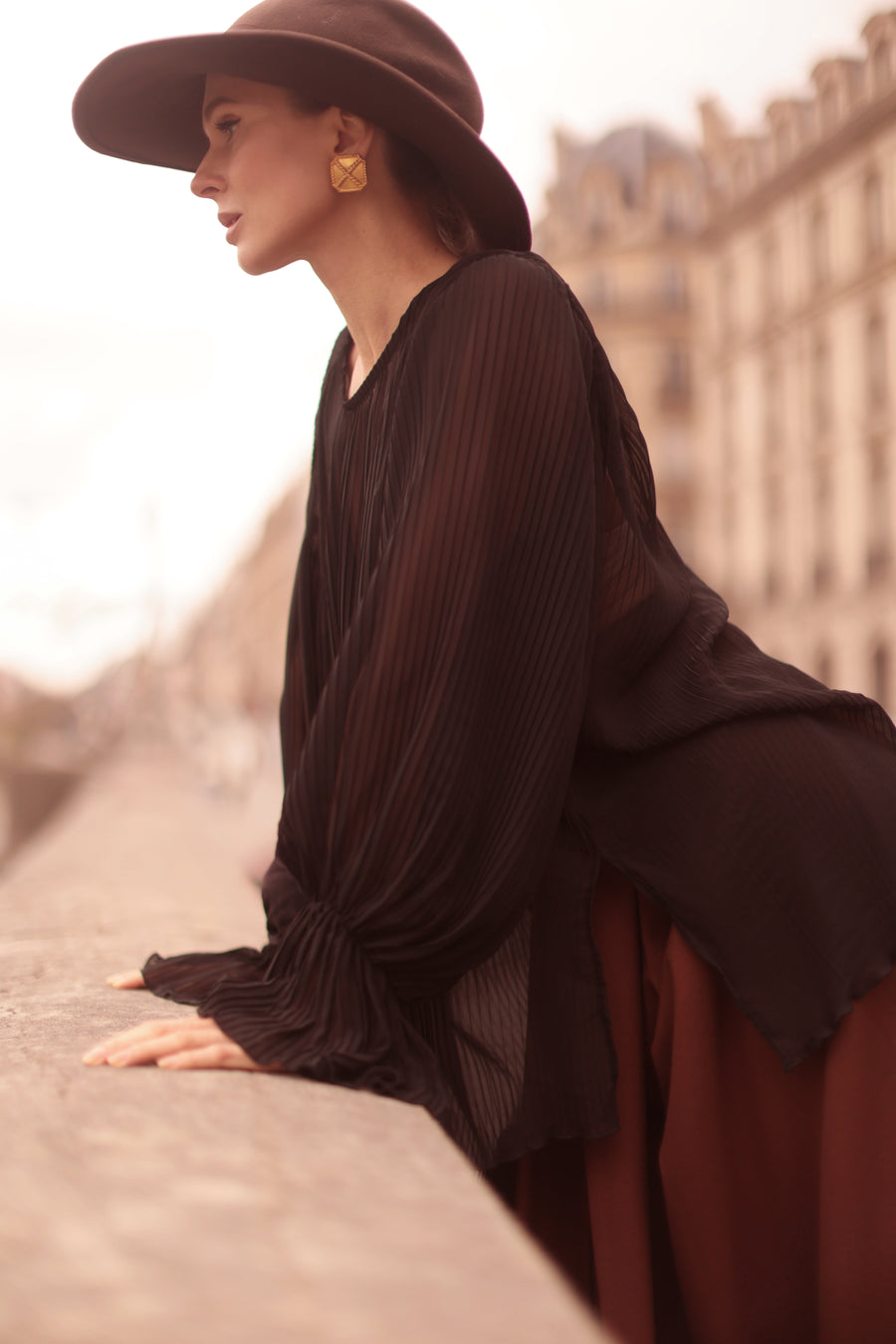 Pleated Black Blouse